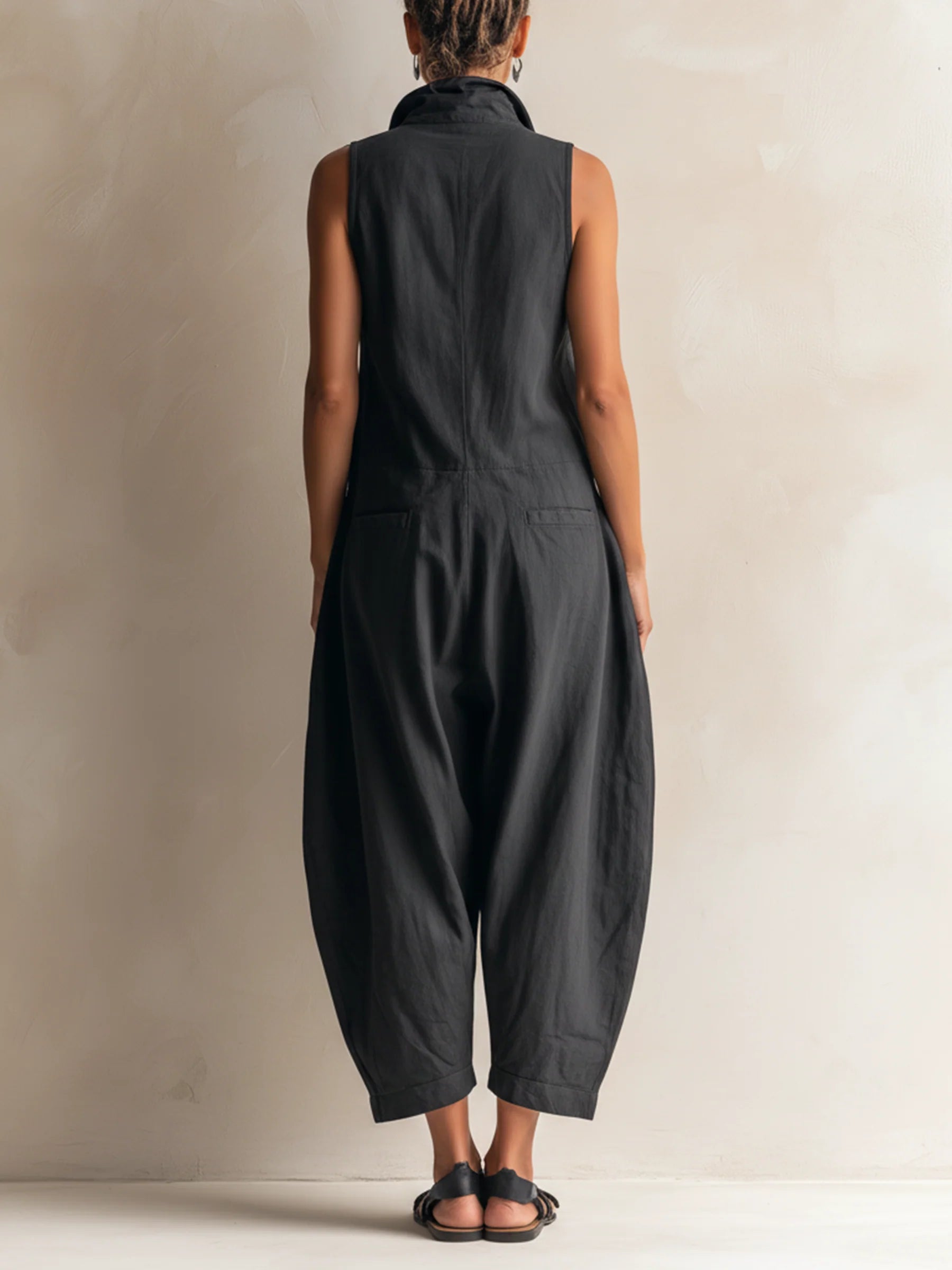 Sleeveless Utility Wide-Leg Jumpsuit