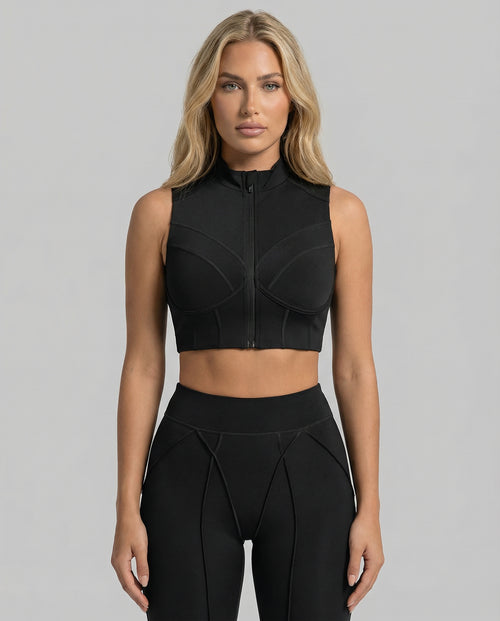 BLACK - FOCUS ZIP-UP TOP