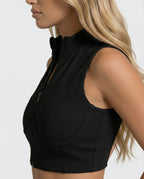 BROWN - FOCUS ZIP-UP TOP