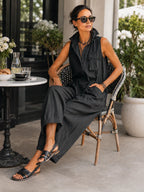 Sleeveless Utility Wide-Leg Jumpsuit